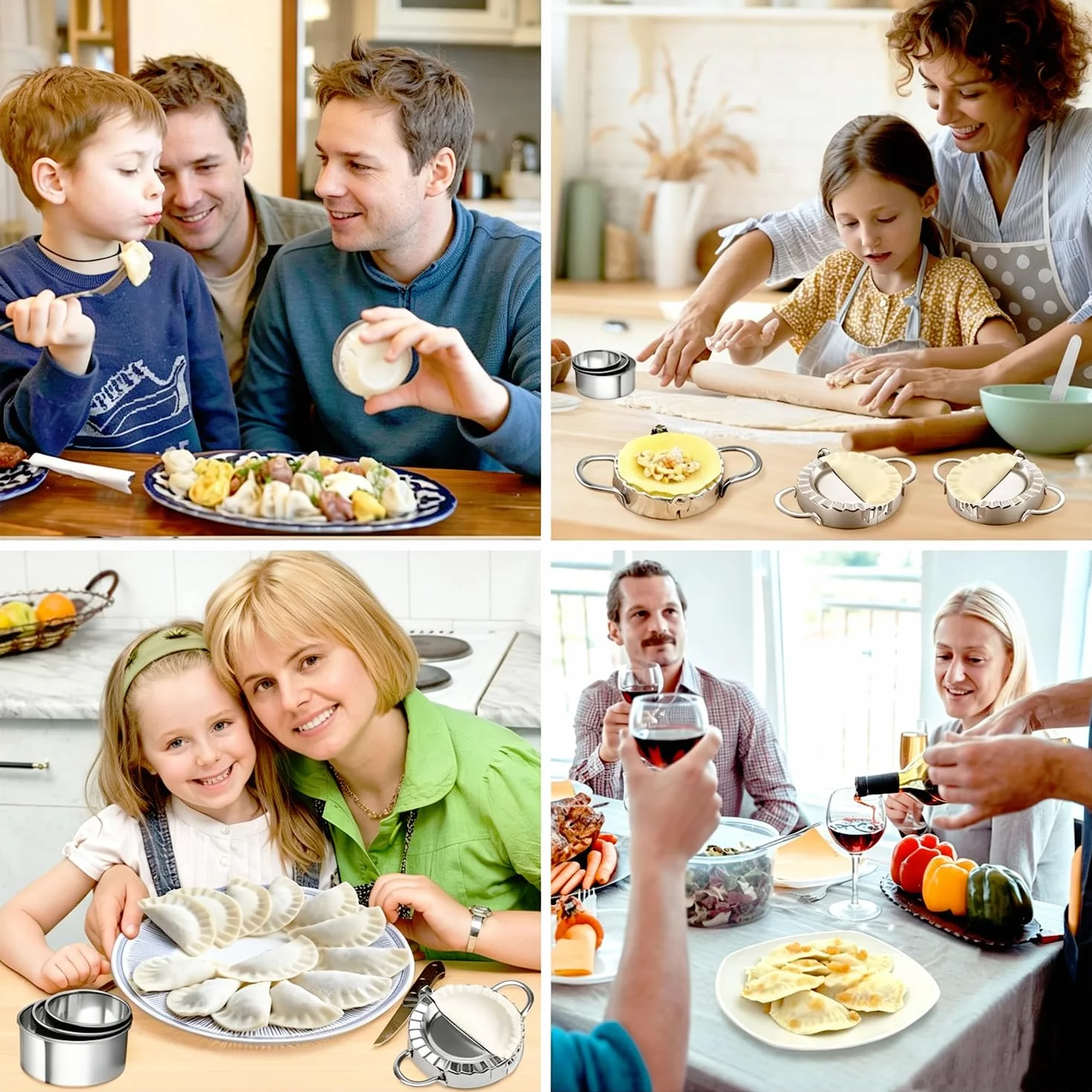 Molde Empanadillas, Fabricante De Dumplings De Acero Inoxidable De 8 Piezas, Stampo Per Ravioli Dumpling,Cortador De Masa Para Tartas, Adecuado Para Elaborar Deliciosos Wontons Y Pierogi