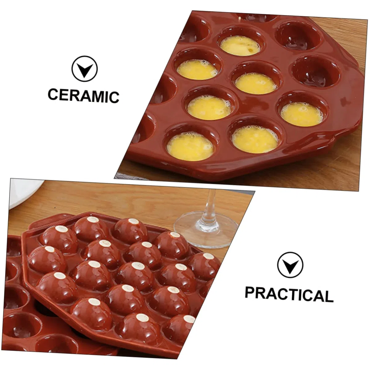 OQHAIR 2 Piezas 19 Rejilla Plato de cerámica para Hornear Plancha de cerámica Juego de Utensilios para Hornear de cerámica Seta de cerámica Escargot Juego de Comedor Plato de Servicio Pla