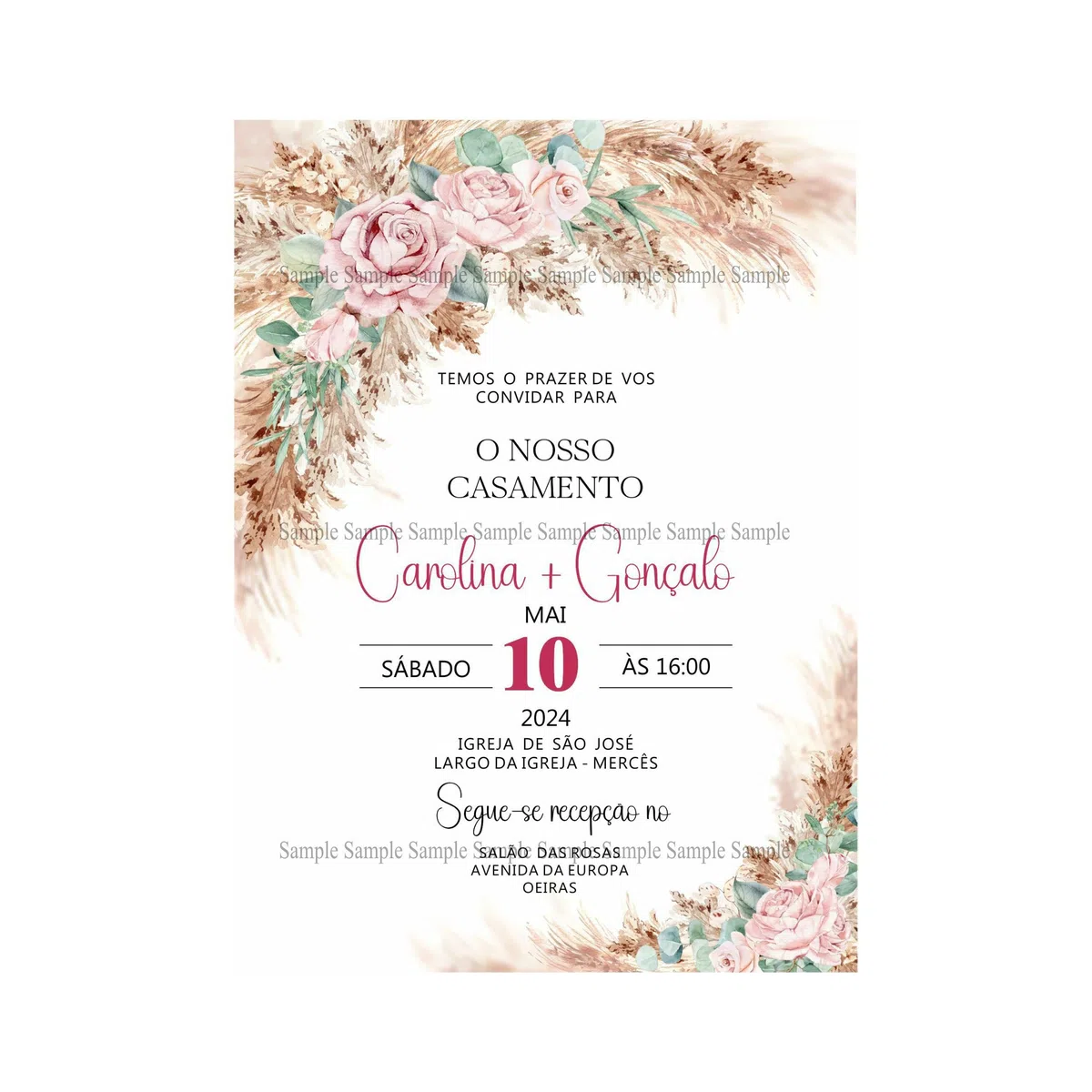 ADOREI - Invitaciones de boda personalizadas 13x18 cm - 25 unidades/Convites de casamento personalizados 13x18 cm - 25 unidades (Modelo 1)