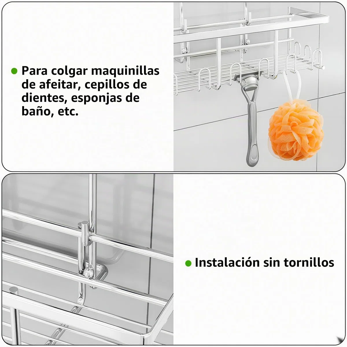Estantería de ducha colgante sin taladrar – Estante para colgar champú soporte para ducha cesta desoportede baño jabón