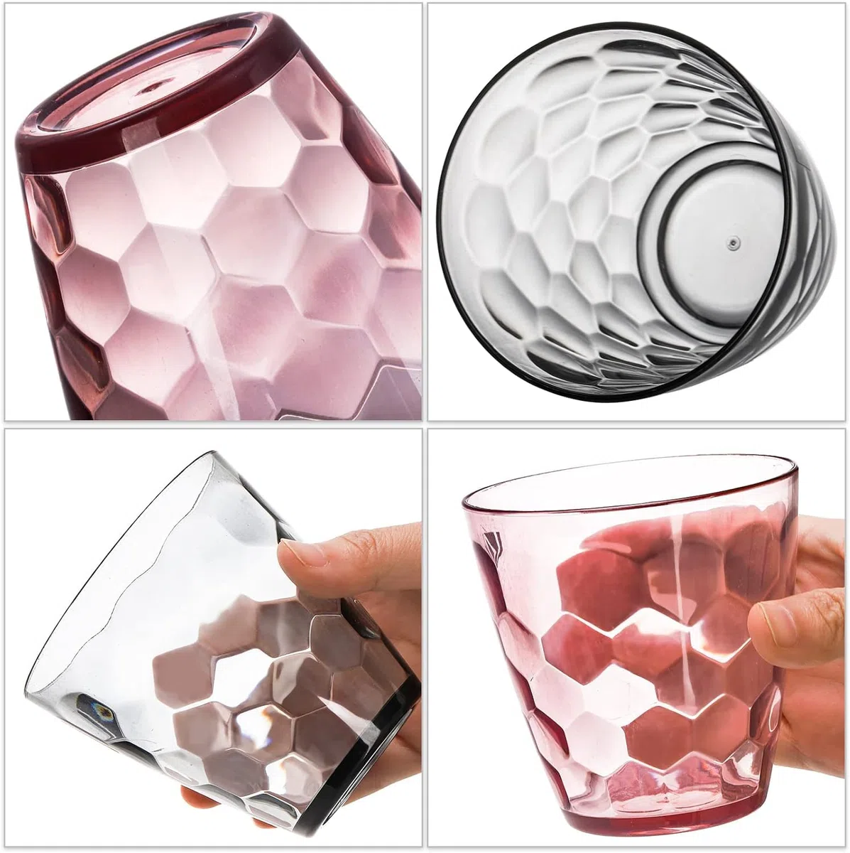 Lawei 12 vasos de agua de plástico, vasos de plástico de 300 ml, vasos reutilizables para cena, hogar, fiesta de cumpleaños