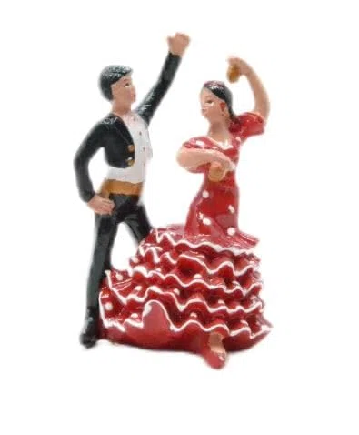 Z&H Figura Decorativa de Bailarines de Flamenco, Souvenir de España, Rojo y Negro. 9cmX4.5cmX4cm