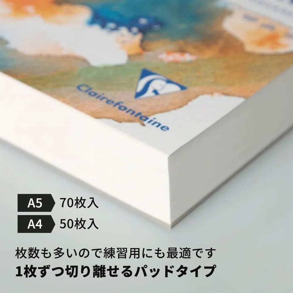 Clairefontaine 975721C Goldline Aqua - Bloc de papel de dibujo medio fino, 50 hojas, 21 x 29,7 cm, 300 g