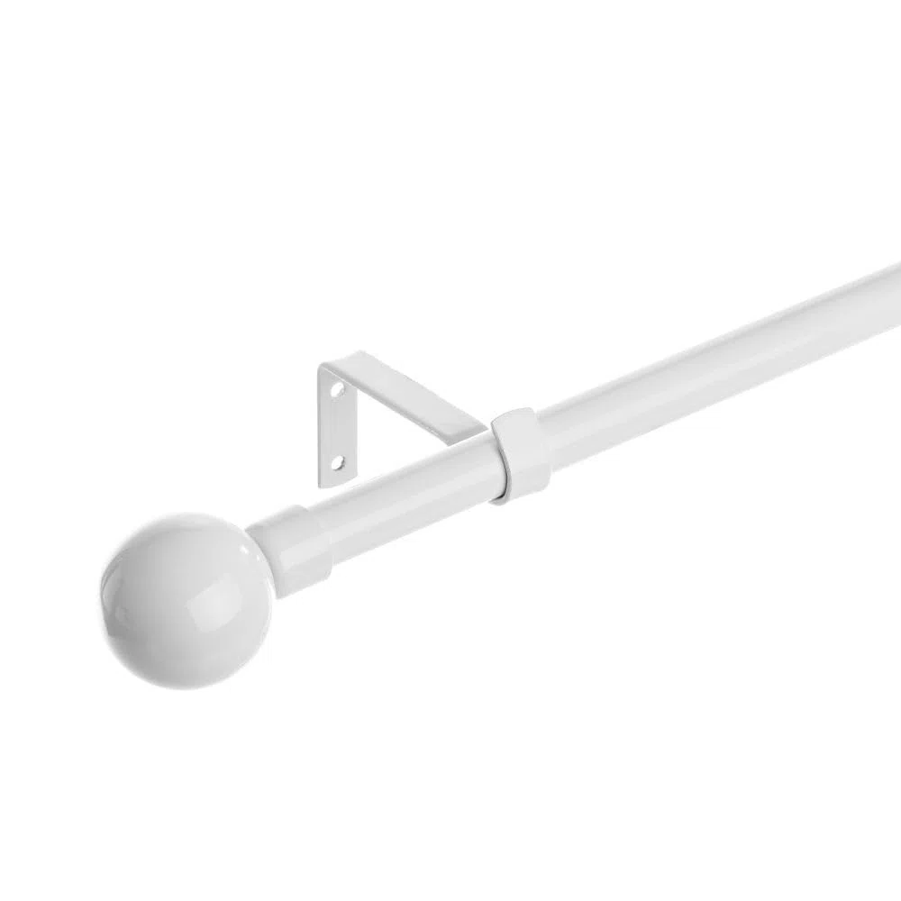 LOLAhome - Set de Barra de Cortina Extensible Blanca de Metal, 120-210 cm con Escuadras y Terminales. Fácil instalación en Pared o Techo para Colgar visillos y Dar un Toque de Elegancia.