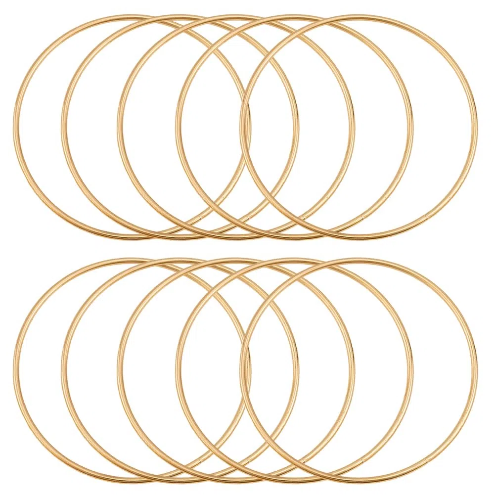 10 anillo Atrapasueños Dorado de 4cm de Metal Aros de Macramé de Hierro de Calidad Círculos Florales Redondos Accesorios Decorativos para Móviles Decoración Del Hogar Manualidades Suministros