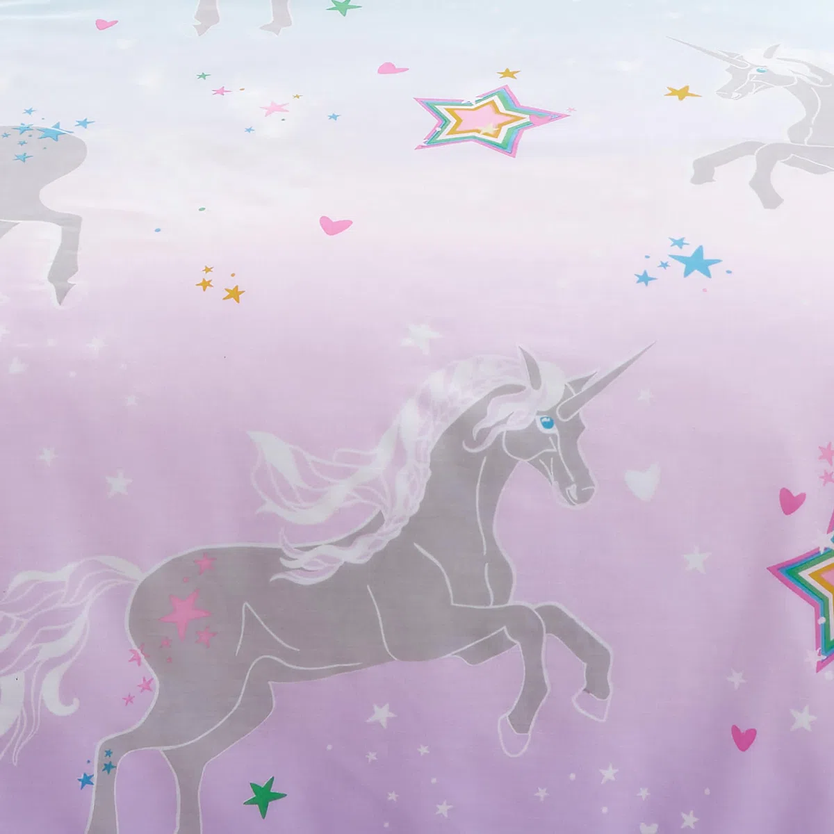 Bedlam - Funda de edredón de Unicornio Que Brilla en la Oscuridad - Tamaño Individual (200 x 140 cm) - Reversible (2 diseños) - Estrella mágica y Unicornio para niñas - Rosa Lila