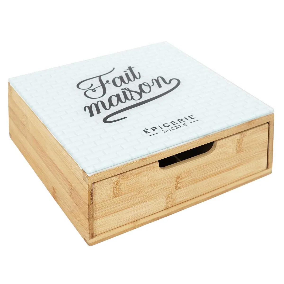 HOME DECO FACTORY - KA5953, Porta Cápsulas Cajón de Madera y Vidrio, Almacenamiento Organizado para Café y Té, Diseño Moderno, Fácil de Mantener, Dimensiones 30x10x30 cm, Color Marrón y Blanco