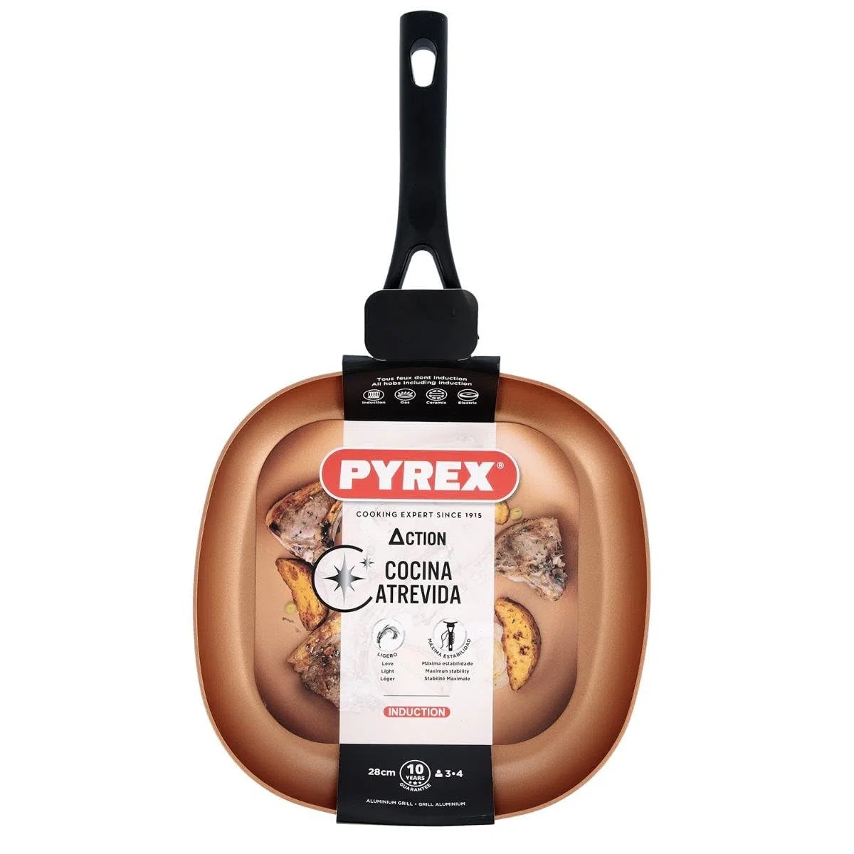 PYREX Action Asador Aluminio Prensado 28cm Cobre