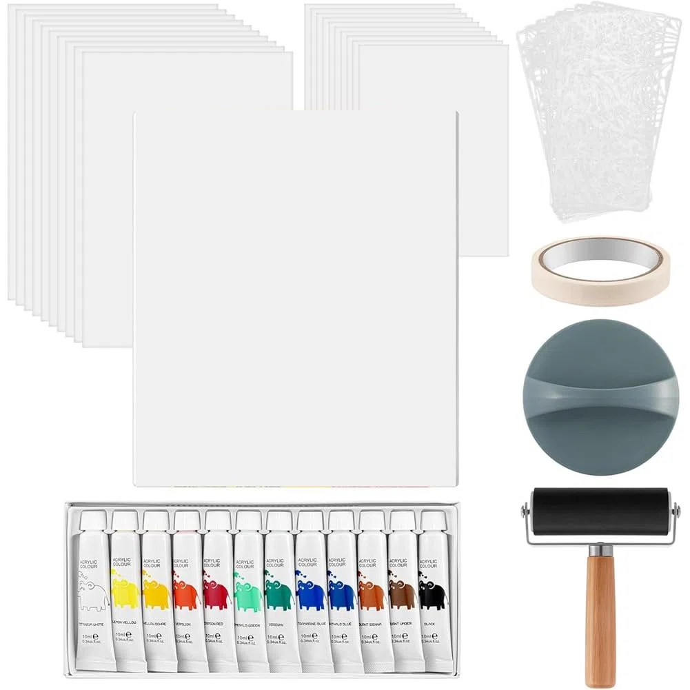 Kit de Planchas de Impresión en Gel, Set Completo de Impresión con Plancha de Gelatina de 23 X 30 Cm, Papel de Impresión, para Arte y Monoimpresión.