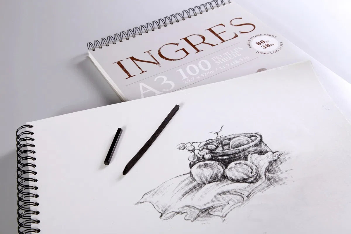 Clairefontaine 96477C Ingres Pastel Espiral Bloc - 100 Hojas Ingres Laid Ivory Paper - A4 21 x 29,7 cm 80g - Ideal para dibujar a lápiz, tiza roja o carboncillo