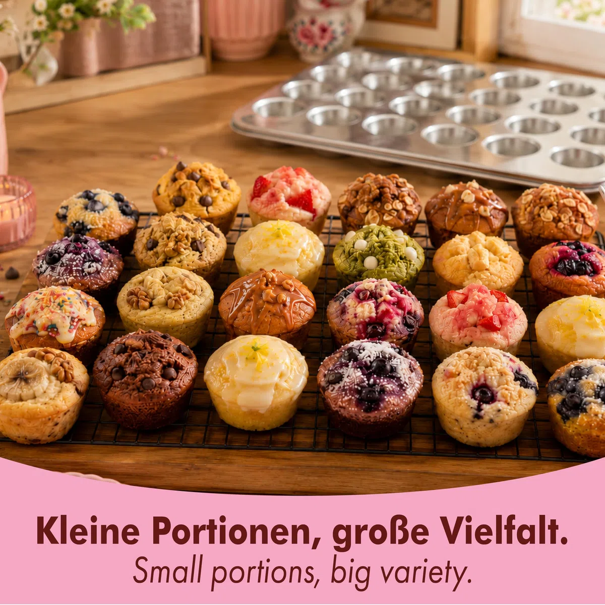 immer Bandeja Mini-Muffins 24 Cavidades Acero Inoxidable, sin Revestimiento sin PFAS de Acero Inox 18/8 Apto para Lavavajillas