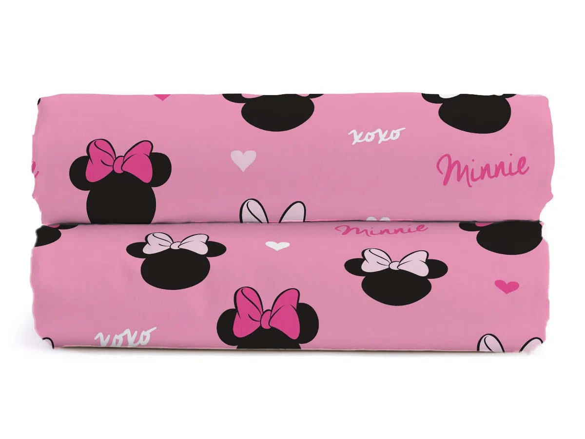 Jay Franco Disney Minnie Hearts & Love Sábana Bajera 100% algodón 90 x 200 cm Talla única