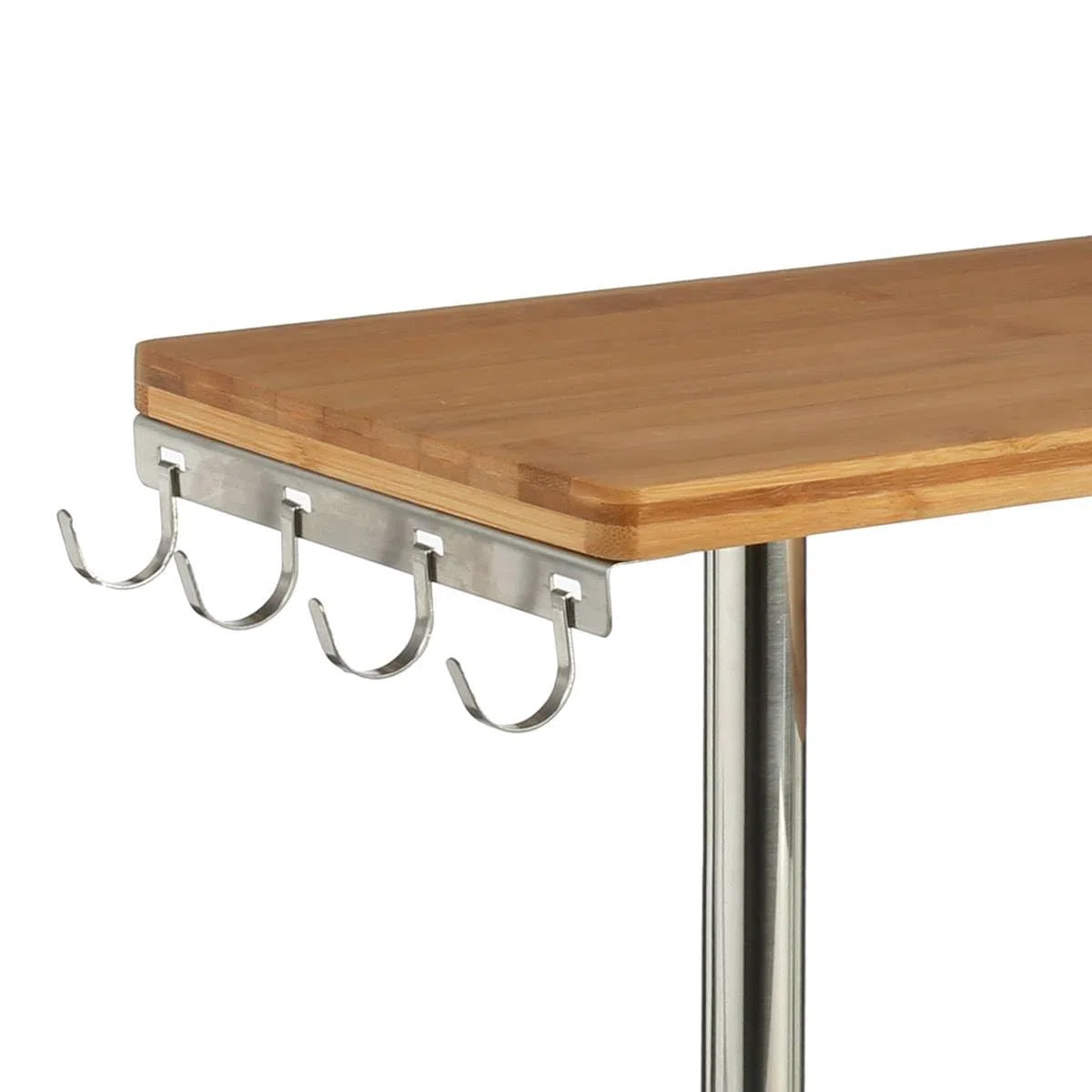 Estantería de esquina de bambú y acero inoxidable, cocina, baño o escritorio, ideal para ahorrar espacio, madera, 43,5 x 43,5 x 39 cm