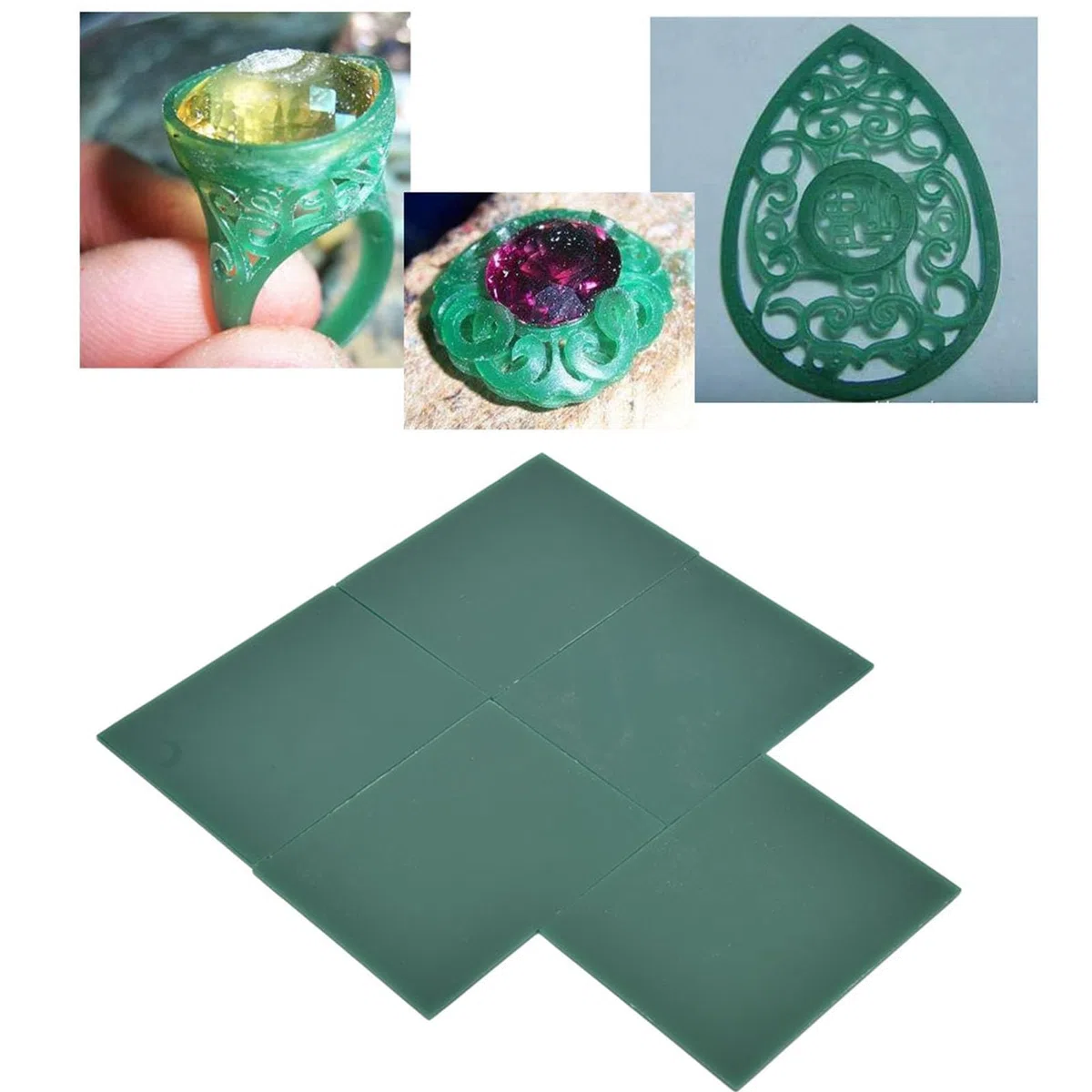 5 Hojas de Cera para Tallar, Hojas de Cera para Joyería, Cera para Modelar Joyas, Hoja de Cera de 2 Mm de Espesor para Fundir Cera para Tallar en Rodajas, Cera para Tallar Verde
