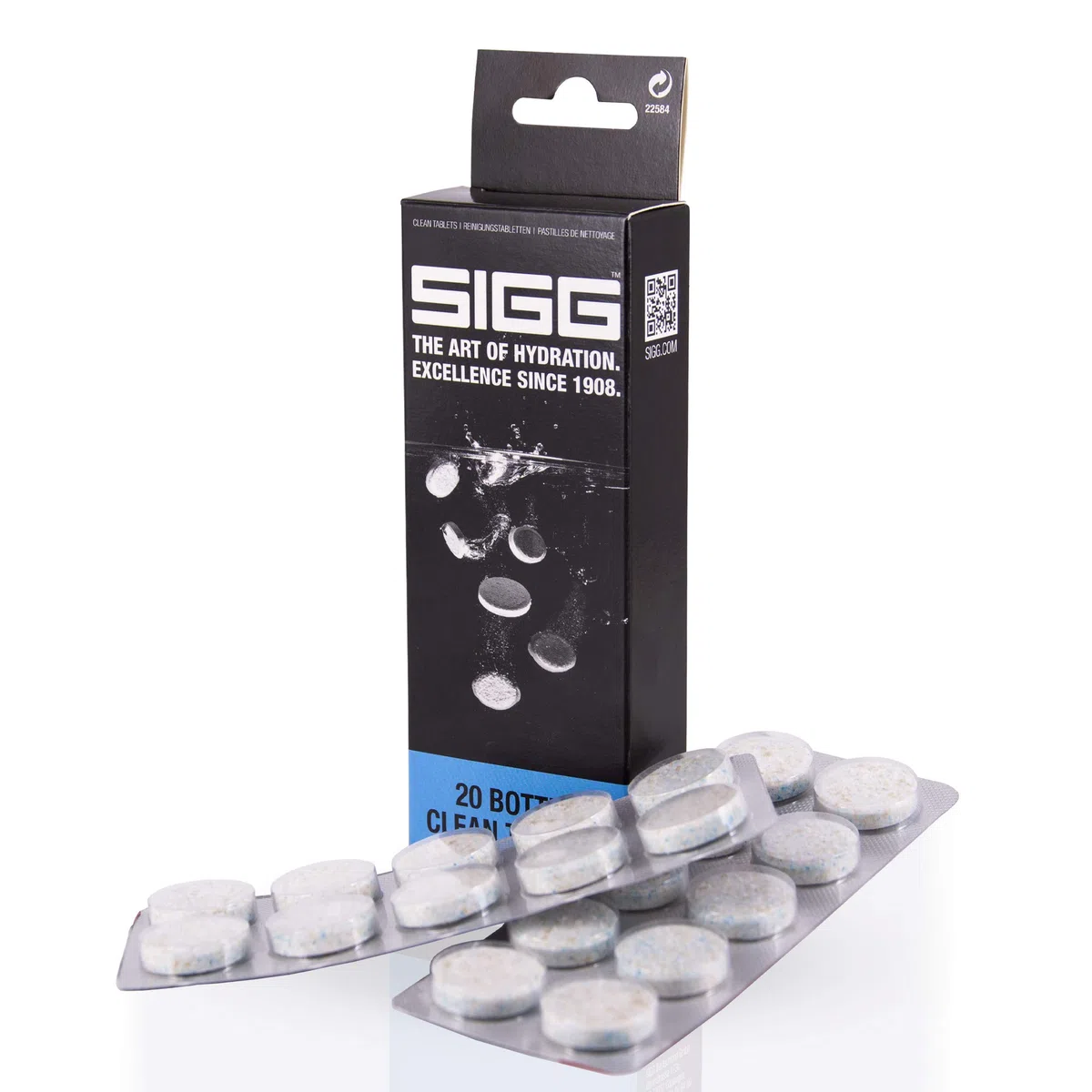 SIGG Bottle Clean Tablets para botellas SIGG, 20 pastillas efervescentes limpiadoras para limpiar botellas a mano, pastillas lavavajillas para un lavado rápido y sencillo