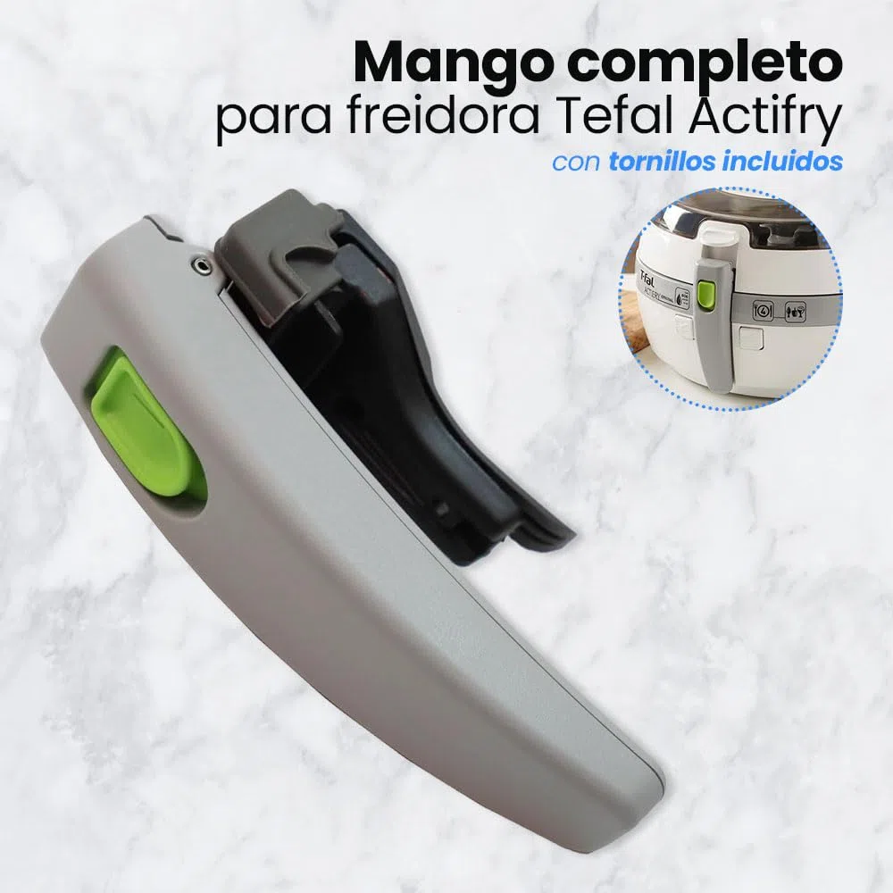 TEFAL Repuesto Mango para Freidora de Aire SS‑994820 Compatible con Tefal Actifry FZ701020 | Recambio Original, Color Gris