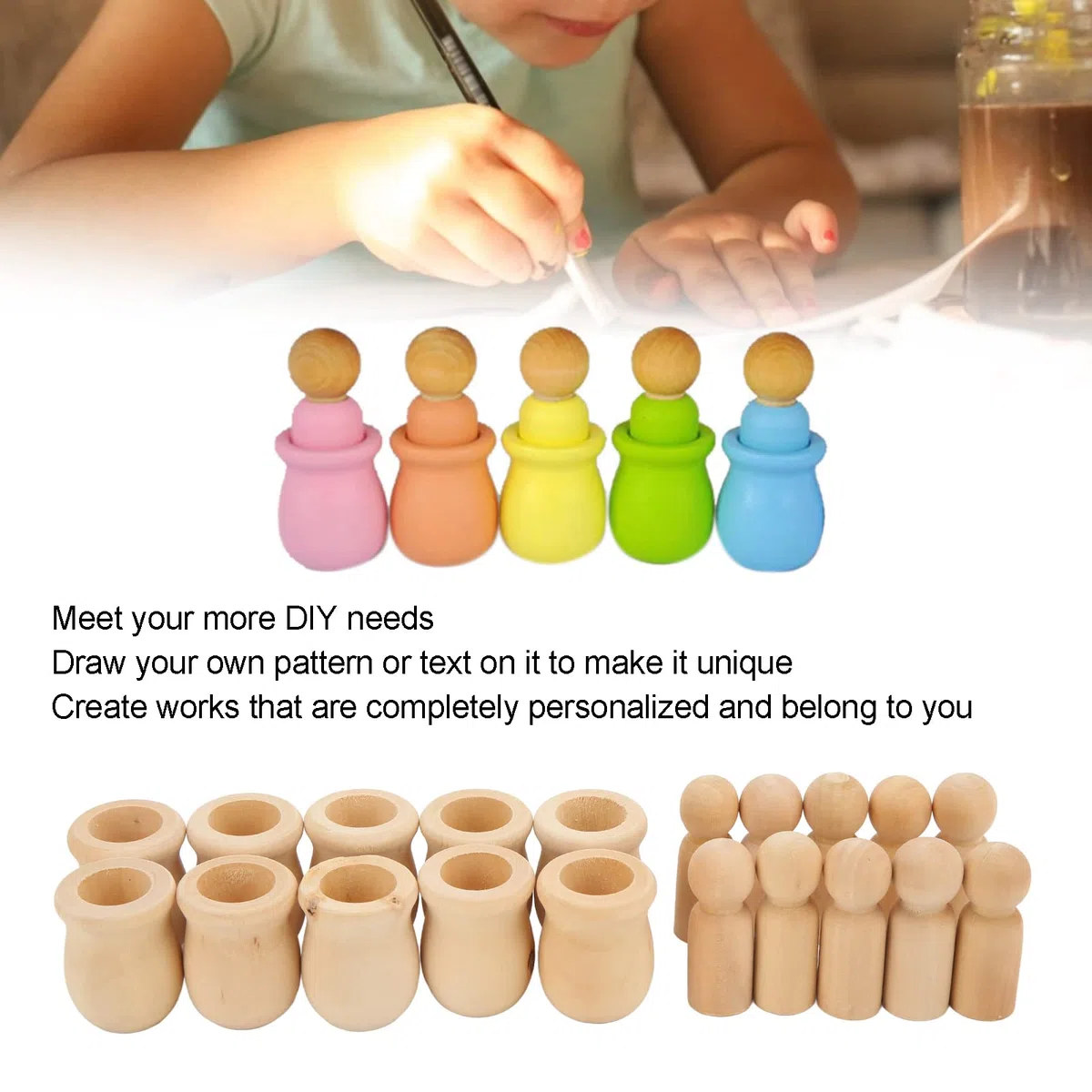 Muñecas con clavijas de madera Personas con clavijas Cuerpos de muñecas Figuras de madera Muñecas con clavijas decorativas Personas para niños DIY Arte Artesanía Personalización Creatividad