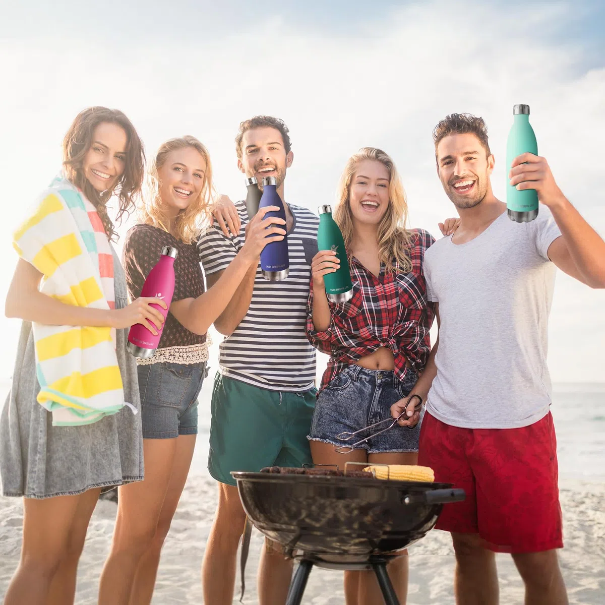 KollyKolla Botella Termica 1 litro, Botella Agua Acero Inoxidable, Termo Sin BPA, Cantimplora Termica Reutilizable, Mantener Bebida 12H Caliente/24 Frío, para Niños, Adultos, Deporte, Escuela, Oficina