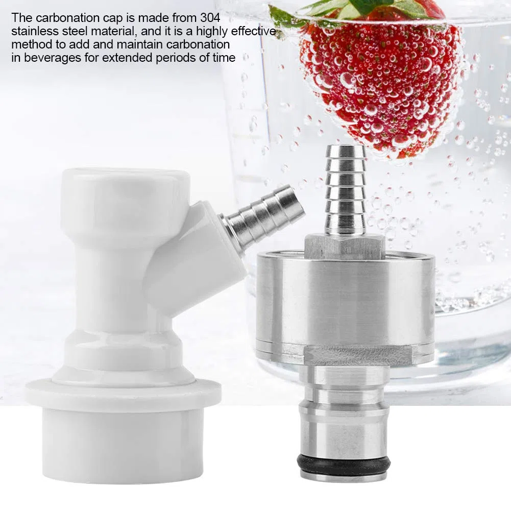 Tapa de carbonatación de acero inoxidable con bloqueo de bola líquida, acoplamiento de CO2 para cerveza casera, carbonato, refresco, agua, zumo de fruta