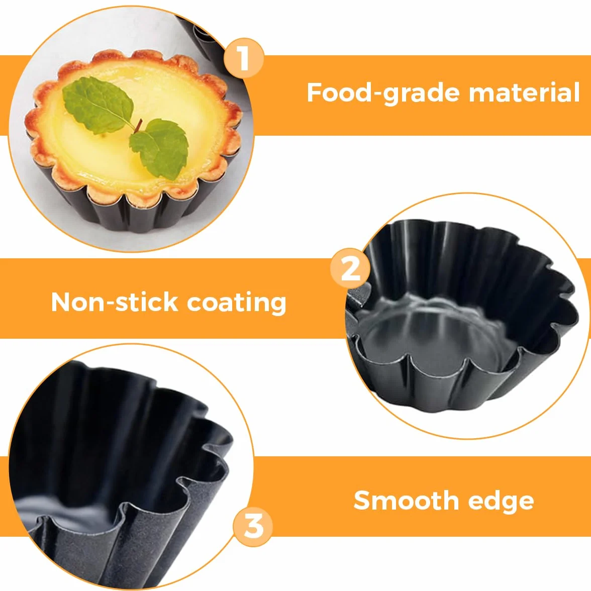 20 Piezas 6 x 2,5cm Moldes para Tartaletas Individuales, Moldes Mini Tartaletas de Acero Carbono, Acero Inoxidable Molde de Tartaleta de Huevo, Moldes para Tartaletas de Huevo, para Pasteles, Tartas