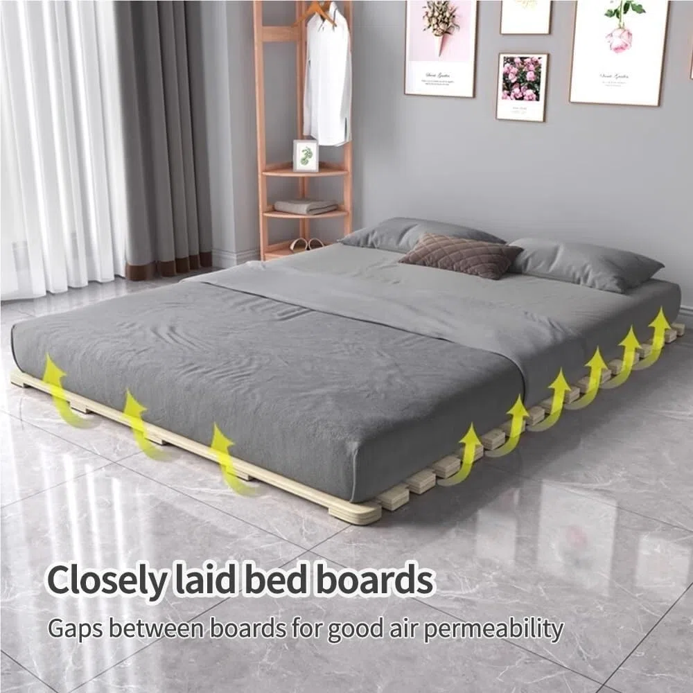 Futón portátil Enrollable de Madera Maciza, con Listones Plegables para Dormitorio y Sala de Estar, 190 x 90 cm, diseño Compacto, fácil de Guardar y Transportar.