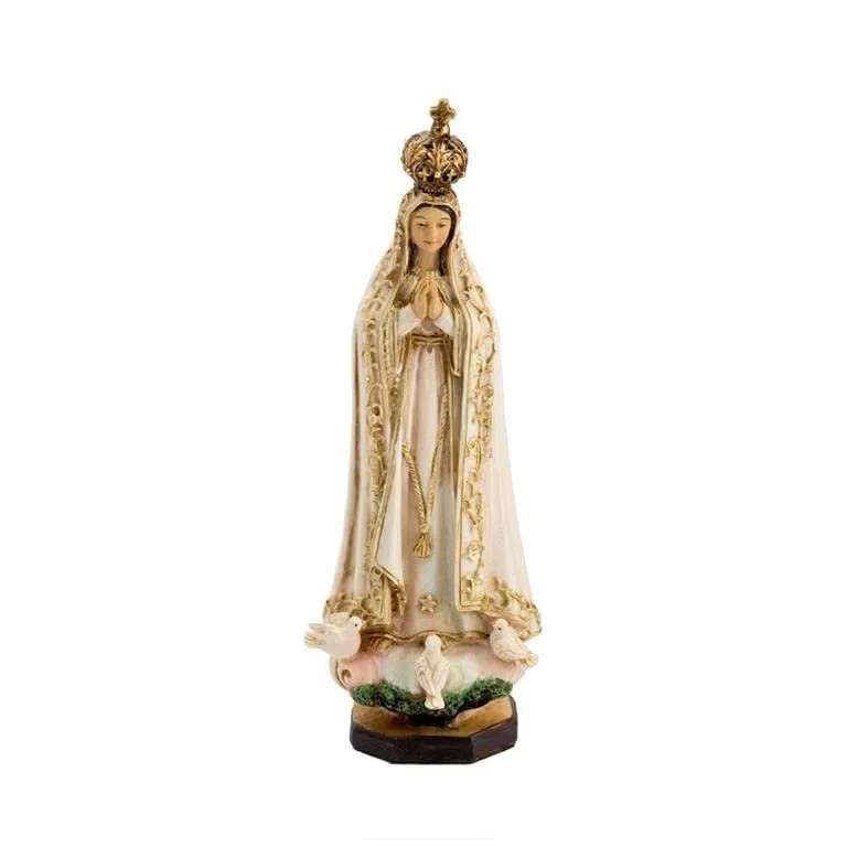 DRW Figura Virgen de Fatima Resina Pintada a Mano 13 cm