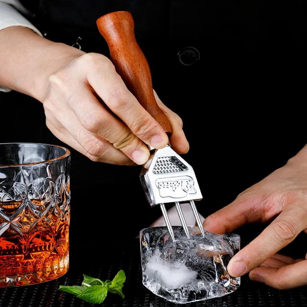 Jeffergarden Ice Chisel Pick Acero Inoxidable Ice Chisel con Mango de Madera Extracción Pick Chipper Triturador de hielo Herramienta de de Cocina Barware de Hielo Bartender Tool Bar Acce