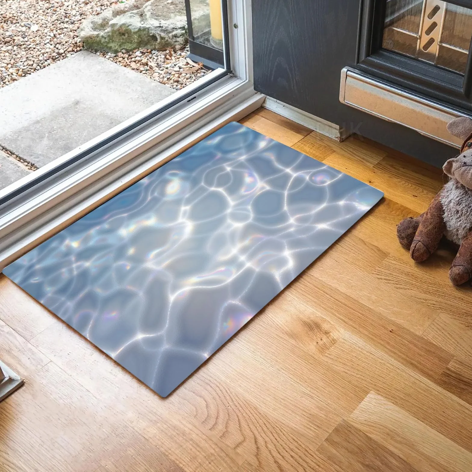 Alfombra Pequeña Entrada Casa Gris Azulado Antideslizante Lavables En Lavadora Tapetes 40X60 Cm Habitacion Baño Cocina Exterior Tapete Ondulaciones Sombras Luz De La Superficie Agua Pelo Corto Carpete