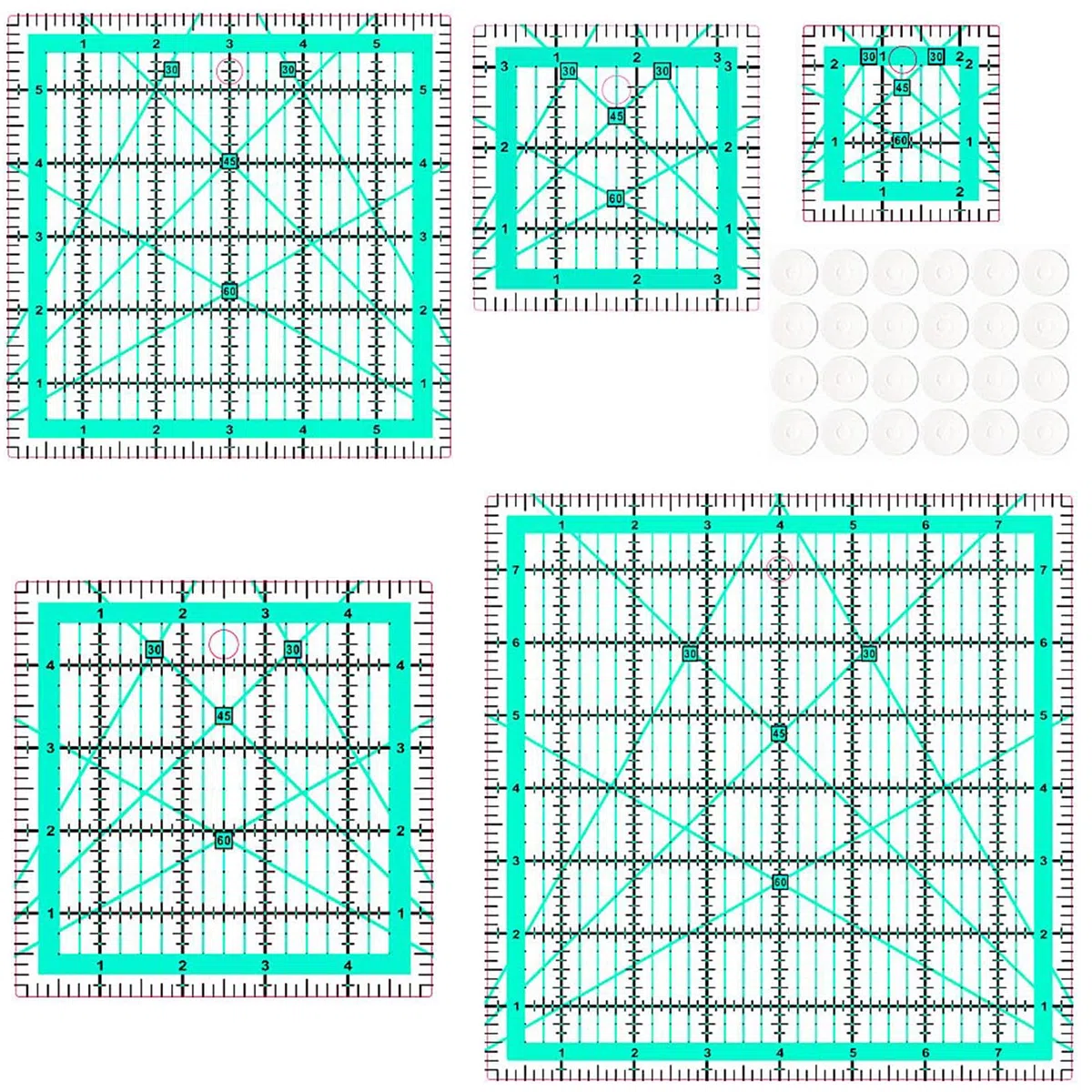 5 piezas regla para acolchado, regla grande, regla de patchwork, regla de costura (2,5/3,5/5/6/8 pulgadas)