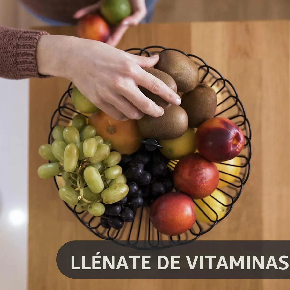Chefarone Frutero de 2 Pisos – Cesta de Frutas Metálica Negra Estilo Vintage para Encimera y Mesa – Organizador de Cocina para Frutas, Verduras, Pan y Postres