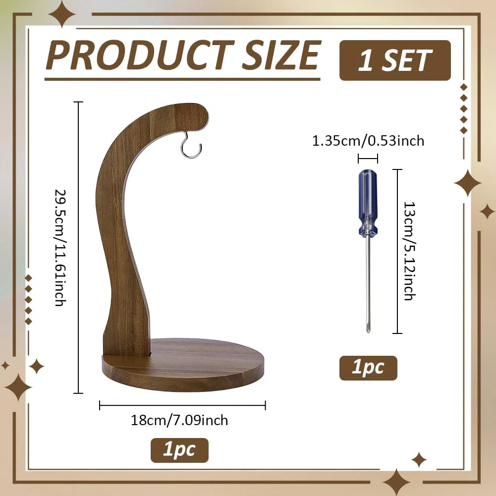 BENECREAT Soporte para plátanos de madera de acacia con gancho de metal, soporte para colgar frutas, soporte de árbol para mantener los plátanos frescos para la cocina
