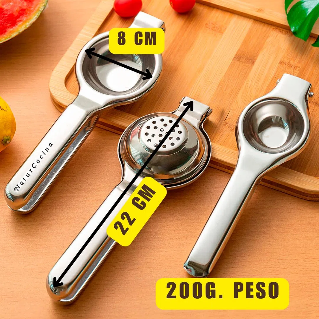 Exprimidor Limon manual grande 8 cm diámetro, Exprimidor de limon, Exprimidor limones manual cocina, Exprimidor para Cítricos, prensa acero inoxidable Natur Cocina, Restaurante