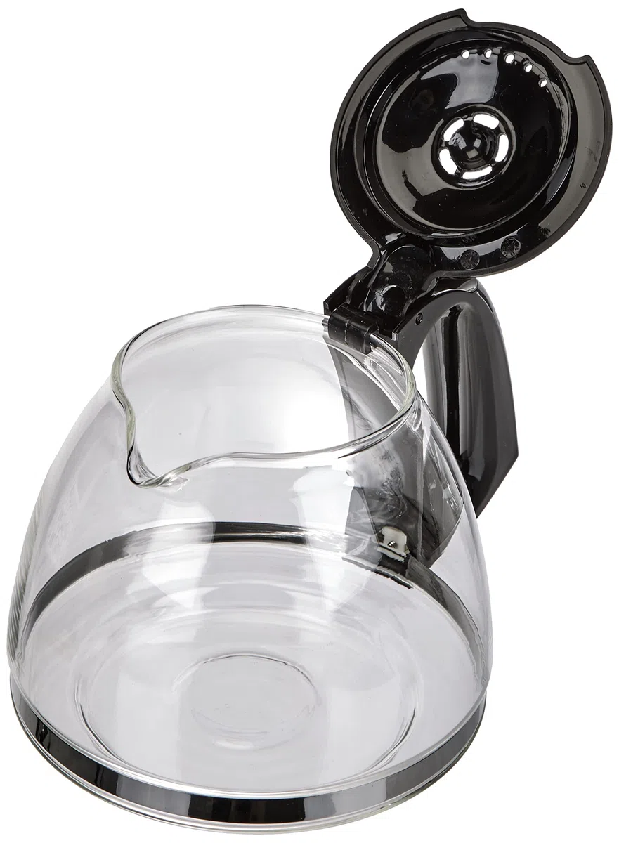 Moulinex FH900110 - Jarra con tapa y sistema antigoteo, cristal, negro/transparente, 1,25 litros, para cafeteras con filtro Subito (FG110800 y FG110510)