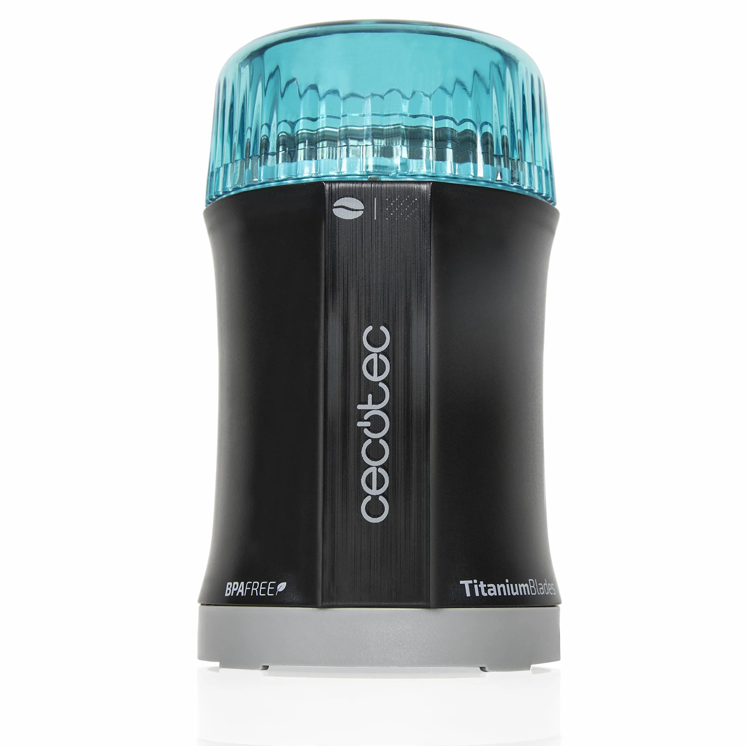 Cecotec Molinillo de Café y Especias TitanMill 200, Compacto, 200 W, Cuchillas recubiertas de Titanio, Capacidad de 50 gr, 10 Tazas de Café, Recipiente de acero cepillado, Sin tóxicos
