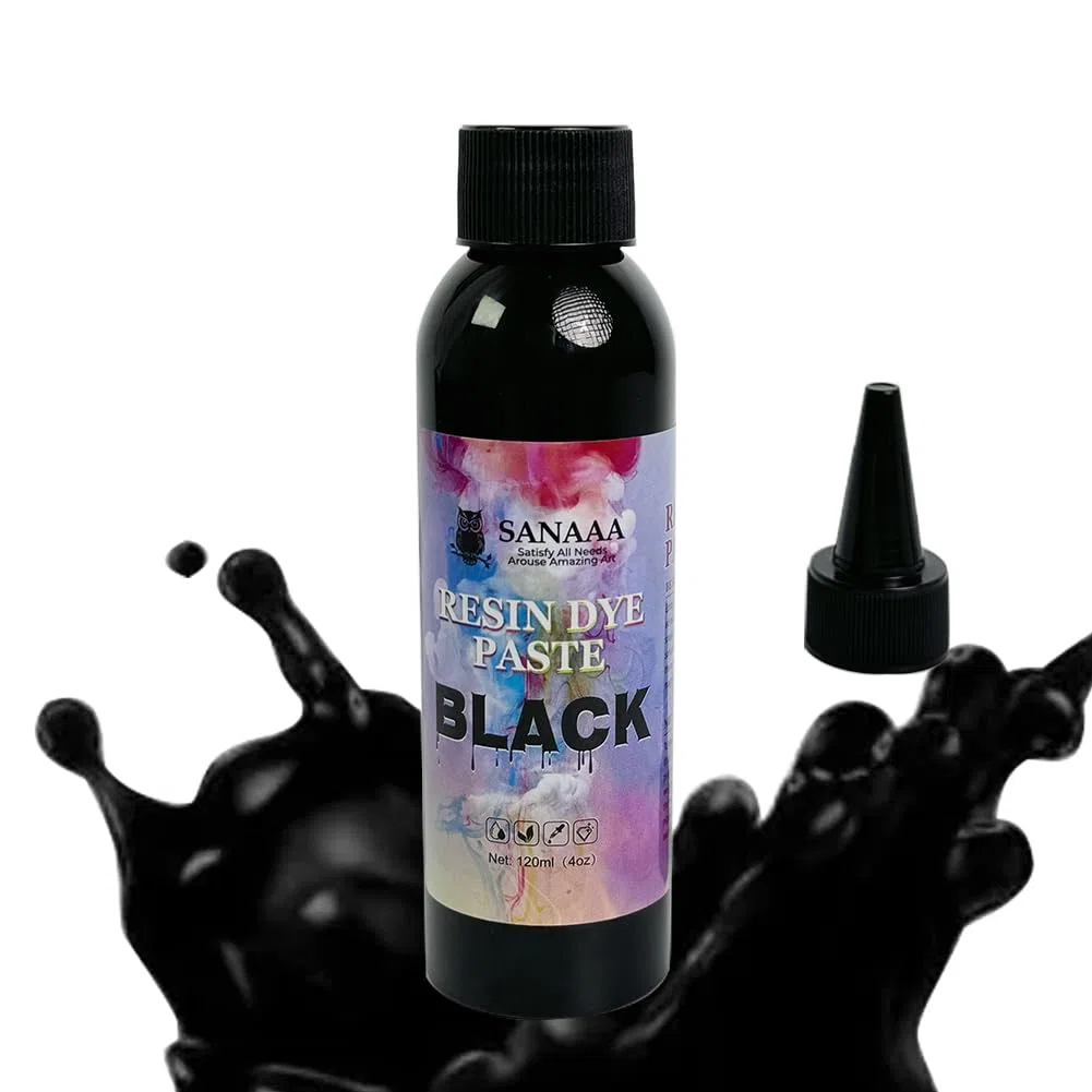 SANAAA 120ml Pasta Pigmento Resina Epoxi Negra, Colorante UV Concentrado para Colorear - Epoxy Pigment Paste para Posavasos