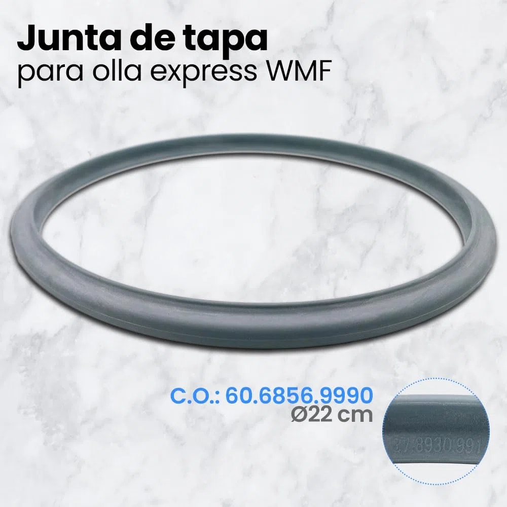 Anakel Home Repuesto Junta de Goma Olla WMF Perfect 60.6856.9990 Compatible con Tapa de Olla WMF Perfect Plus y Perfect, Silicona, para Ollas de 22cm de diámetro