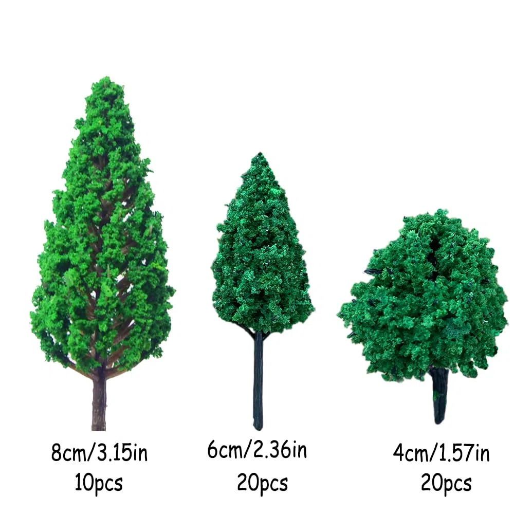 50 Piezas Modelo Árboles en Miniatura, 4-8 cm, Árboles en Miniatura, Modelo Árbol Diorama, Arboles de Arquitectura Paisaje, para MicroPaisaje Decoración (3 Tamaños)