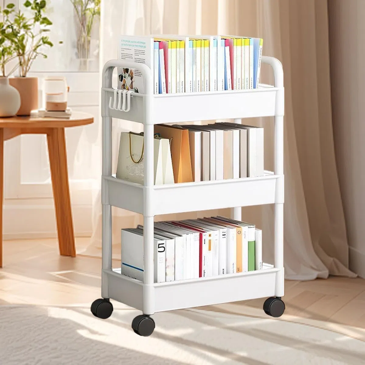Carrito De Cocina Multiusos 3/4/5 Niveles con Ruedas Bloqueables - Carro Auxiliar Almacenamiento Contenedores- Metal, Plástico Y Acero Inoxidable para Hogar, Oficina, Baño(White- Level 5)
