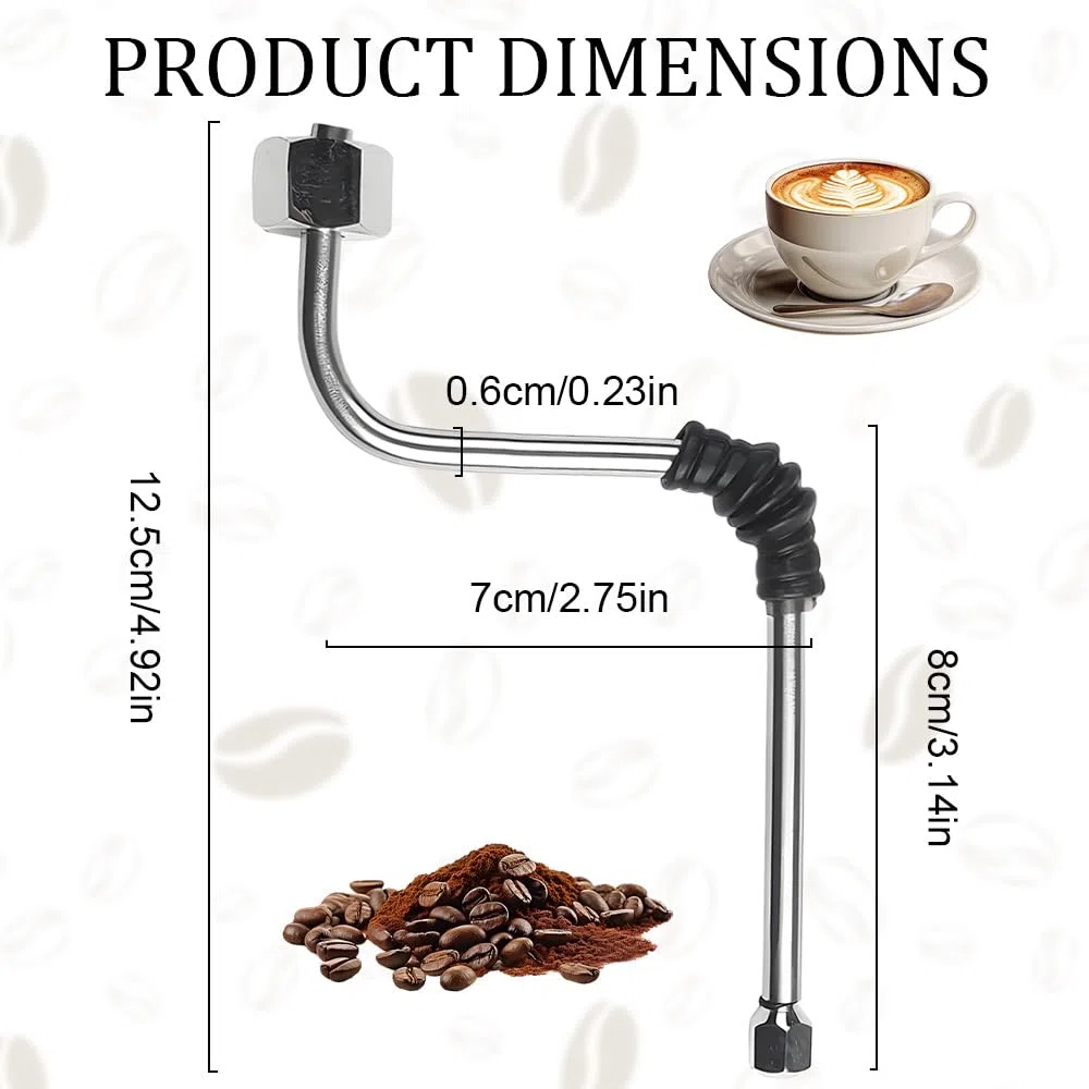 Varita de Vapor para Cafetera, Tubo de Vapor de Repuesto para Máquinas de Espresso DeLonghi EC680, EC685, EC780, EC785, Tubo de Acero Inoxidable con Codo Resistente Al Calor Boquilla Doble