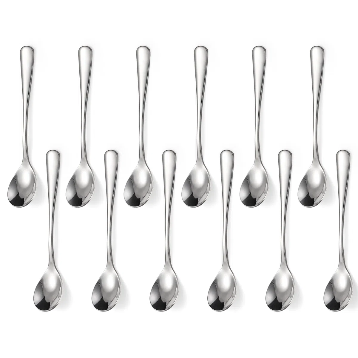 Cucharas de acero inoxidable, 12 unidades, cucharas de café expreso de postre, cucharas pequeñas para té, helados, postres (O12)