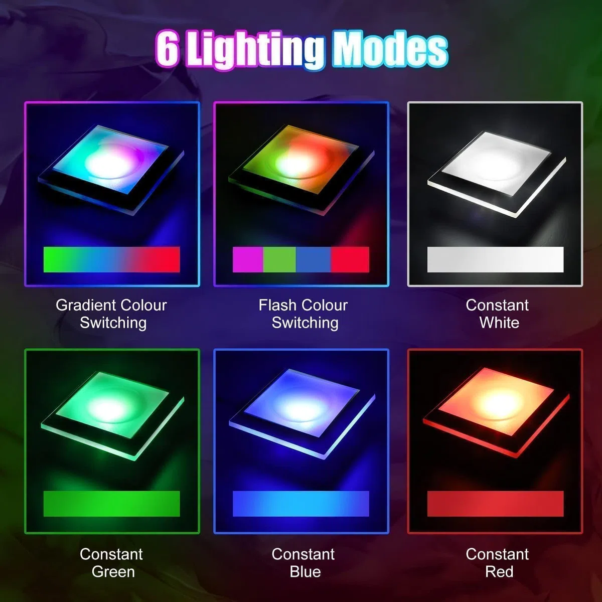 EEEKit Base LED para Cristales, 2 Paquete Soportes Cuadrados con 6 Colores para Arte en Cristal 3D Plana Base Cóncava