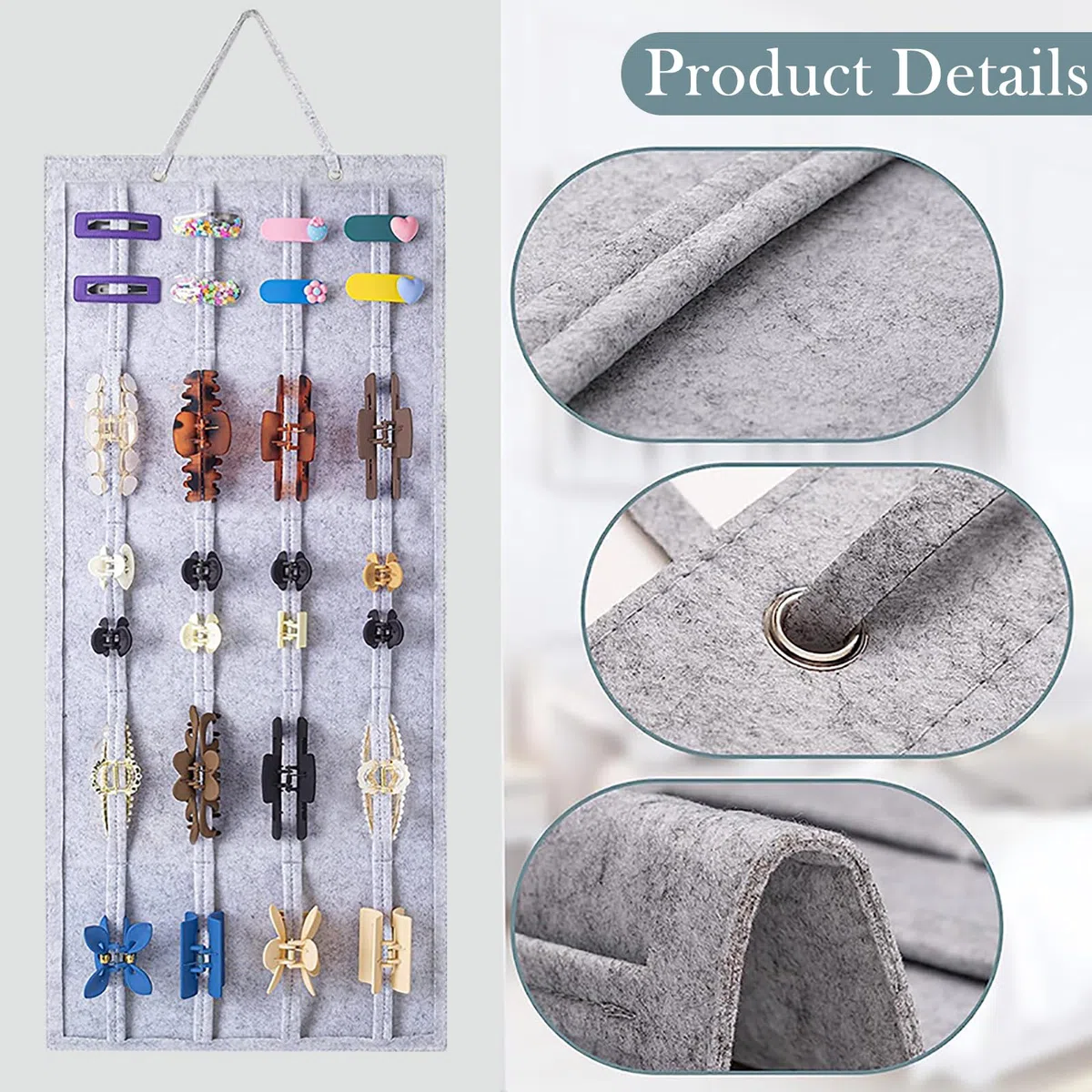 Soporte de Almacenamiento Lazos para Niñas, Organizador de Diademas Soporte para Lazos Fieltro para Puerta Armario Pared Habitación Niña