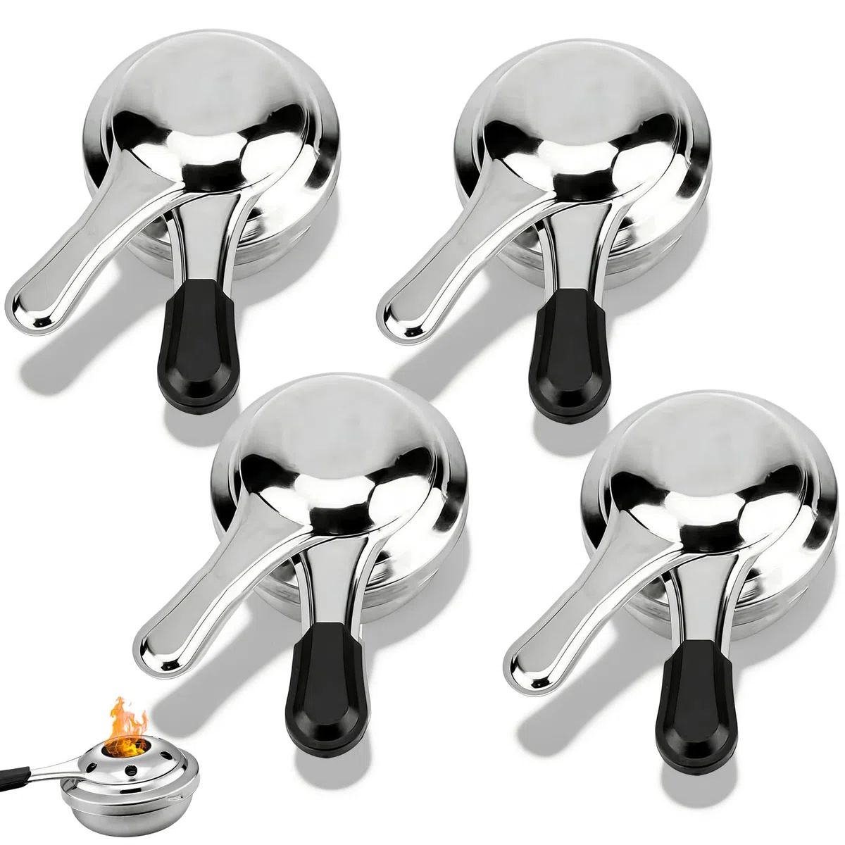 4 recipientes para pasta de combustión con tapa, quemador de fondue de acero inoxidable, quemador de alcohol, hervidor de alcohol para pasta de combustión, accesorios de buffet, fondue