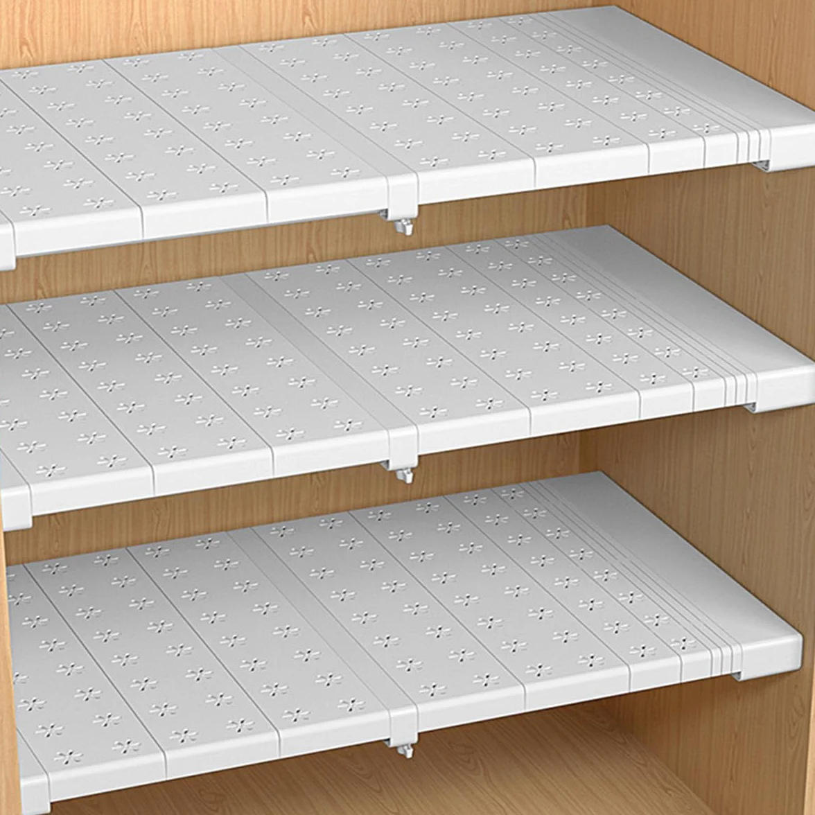 Estante de Armario Extensible, Estantería de Almacenamiento de Metal Organizador de Gabinete Telescópicos Separador DIY Divisor para Armario, Cocina, Baño, Refrigerador, Bricolaje