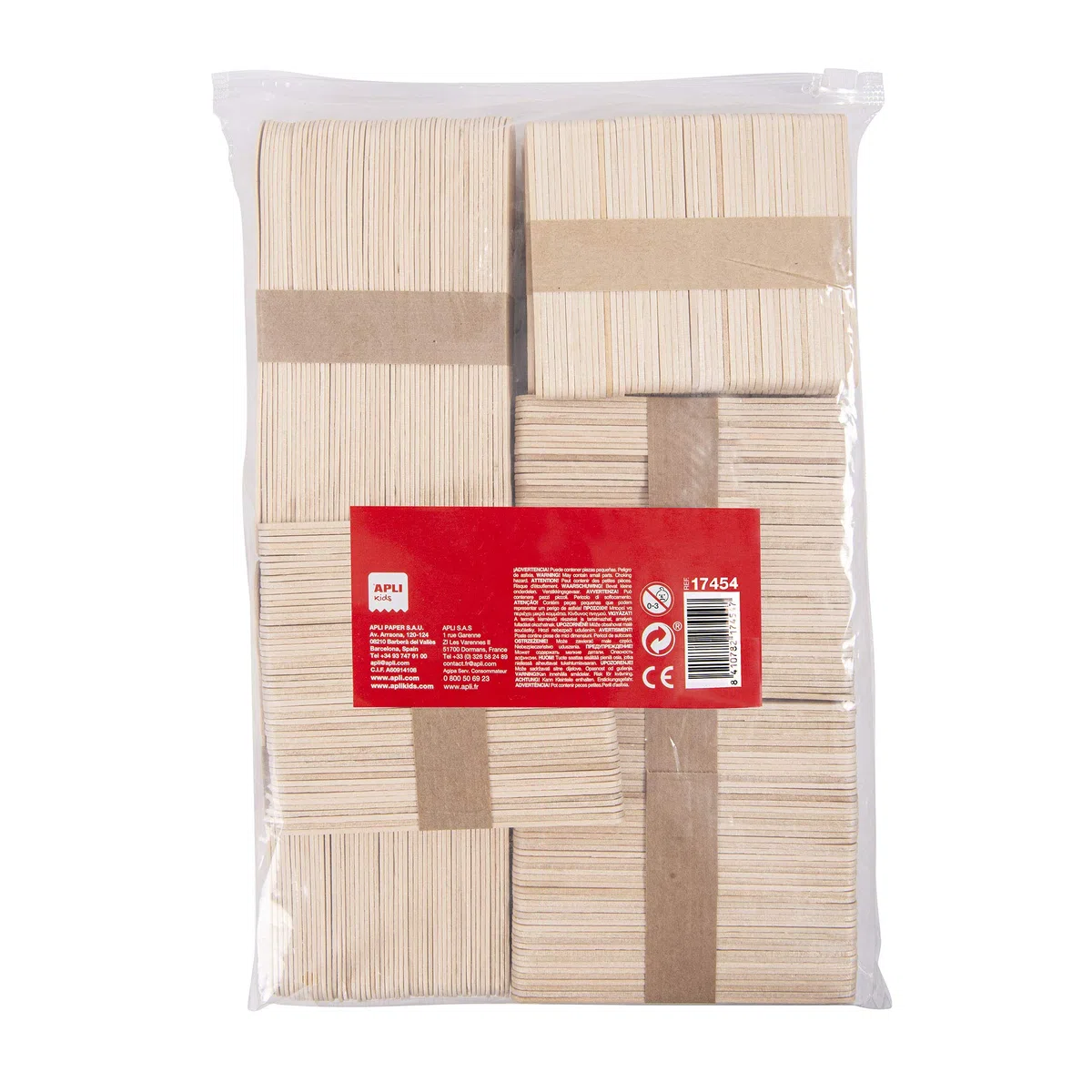APLI Kids 17454 - Palos polo de madera natural tamaños surtidos 800 u. formato MAXI