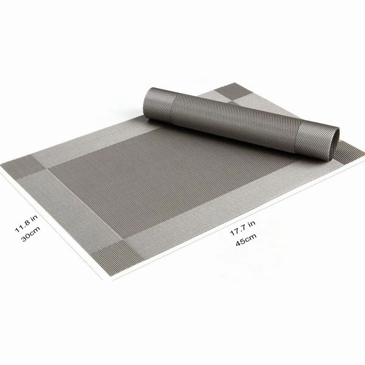 Manteles Individuales Lavables Salvamantele Individuales PVC Antideslizantes Resistente al Calor Juego de 6 para la Mesa de Comedor de Cocina,(Gris+Plateado)