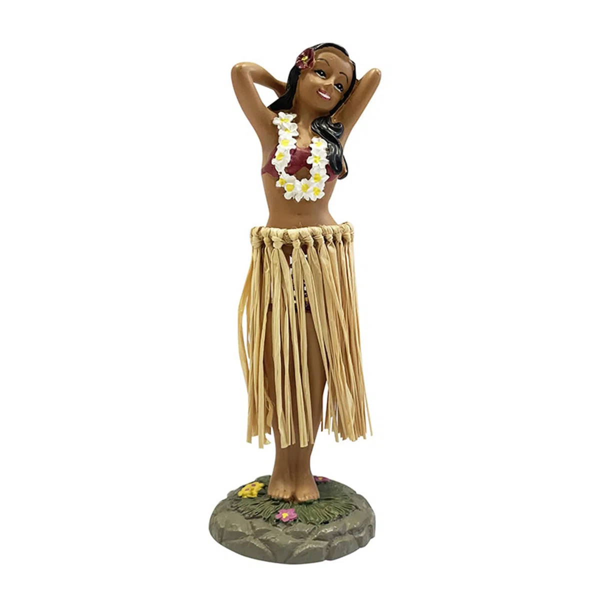 Figura Hawaiana de Niña, Muñeca Hawaiana de Resina para Salpicadero, Mini Muñeca de Tablero Hawaiiana, Adecuado para Automóviles, Estanterías, Adornos de Escritorio