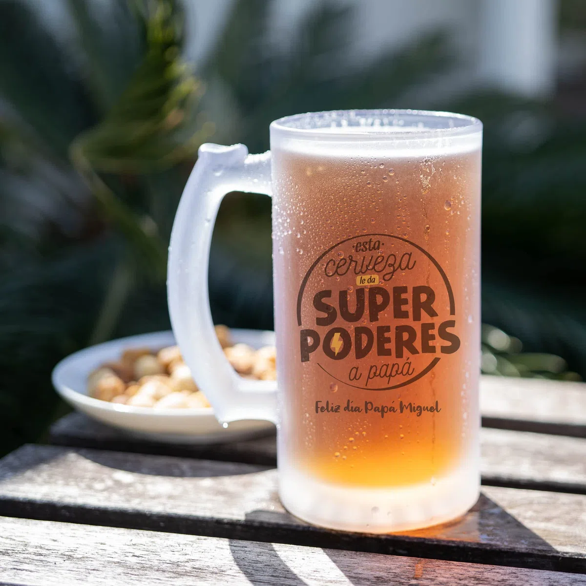 Wanapix | Jarra de Cerveza Personaliza con Foto y Texto | Jarra de Cristal Esmerilado (Opaco) | 500 ml | Apta Lavavajillas | 100% Personalizado