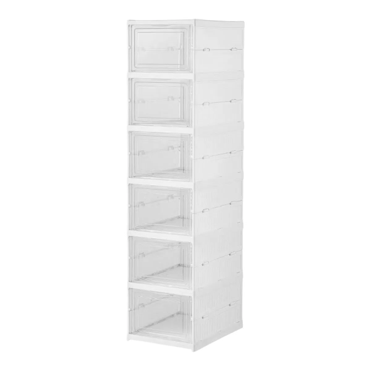 6 Niveles Sin Instalación Cajas de Zapatos Transparentes Plegables, Armario de Zapatos anti-Polvo Puerta, Cajas de Zapatos Ahorradoras de Espacio, Armario de Zapatos para Muchos Zapatos CAJON 6P