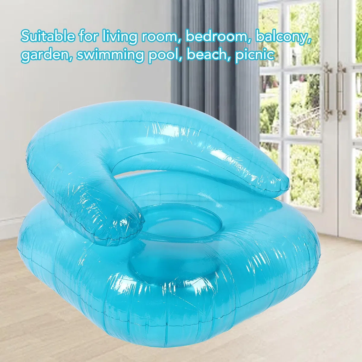 TOPINCN COUCHA Inflable para Adultos, Silla Inflable Transparente de PVC para Uso Interior Al Aire Libre, Silla de Natación de Natación de Natación de Tumbonas Azul